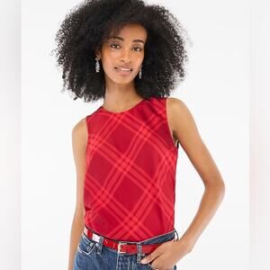 J.Crew Factory Red Plaid sleeveless top CF115 Size S